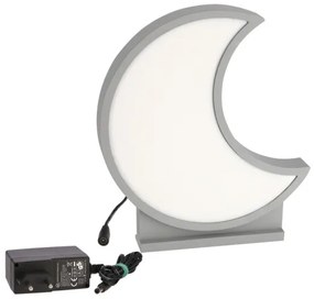 Lampada da tavolo LED per bambini MOON LED/12W/230V grigia