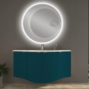 Mobile bagno sospeso con lavabo L 138 x H 70 x P 51 cm blu petrolio per vasca centrale Onda