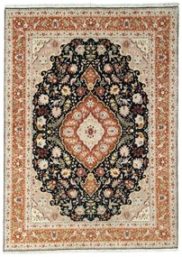 Tabriz Tappeto persiano 150 x 210 Nero (Iran) Annodato A Mano