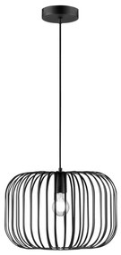 Lampadario Natura Pecan nero paralume nero E27 Ø38cm INSPIRE