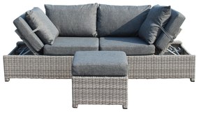 Divano con pouf 210x80x66 cm grigio