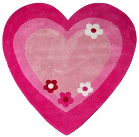 Tappeto rosa per bambini 100x100 cm Love Heart - Premier Housewares