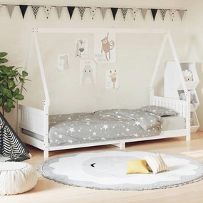 Giroletto Per Bambini Bianco 80x200cm İn Legno Massello Di Pino /