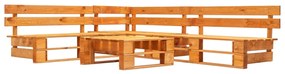 Set divani da giardino su pallet 4 pz marrone miele in legno