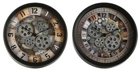 Orologio da Parete Home ESPRIT Multicolore Metallo Cristallo 33,5 x 8,5 x 33,5 cm (2 Unità)