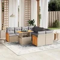 Set Divano da Giardino 9 pz con Cuscini Beige in Polyrattan 3273887