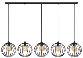 Lampadario su corda MERCURE 5xE27/15W/230V nero