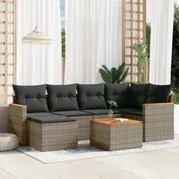 Set Divani da Giardino 7 pz con Cuscini Grigio in Polyrattan 3258588