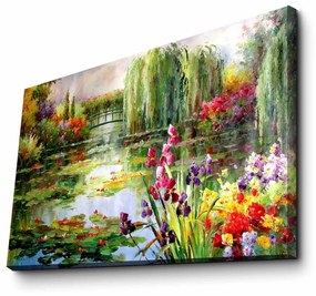 Pittura murale su tela Giardino impressionista, 70 x 45 cm Claude Monet - Colorful Water Lily Pond - Wallity