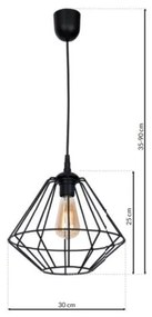 Lampadario a sospensione con filo COLIN 1xE27/60W/230V