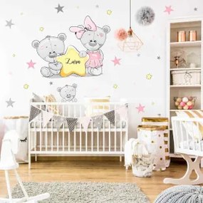 Adesivo - Orso con stelle in rosa | Inspio