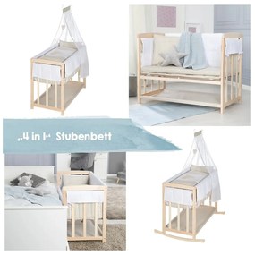 Culla in colore naturale con spazio per riporre oggetti e baldacchino 90x45 cm Liebhabär - Roba