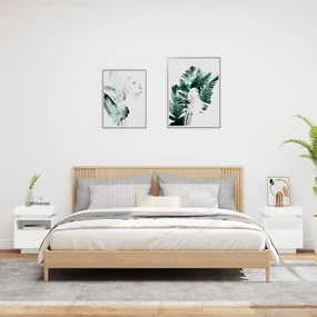 Comodini con luci led 2pz bianchi 40x39x48,5 cm