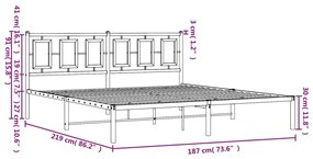 Giroletto con Testiera in Metallo Nero 183x213 cm