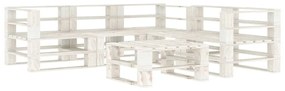 Set Salotto da Giardino 6 pz Pallet in Legno Bianco