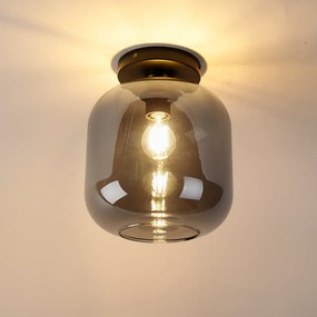 Plafoniera di design nera e oro con vetro fumé - Zuzanna