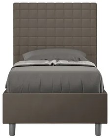 Letto singolo contenitore imbottito 80x200 similpelle cappuccino Sunny