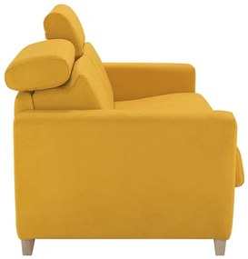 Divano letto 3 posti con poggiatesta regolabili giallo con materasso 13 cm GOYA