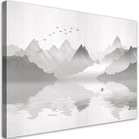 Quadro su tela, Montagne sul lago astrazione  Dimensioni Tappeti 60x40