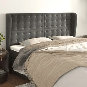 Testiera Ad Orecchio Grigioscuro 183x23x118/128cm İn Velluto /