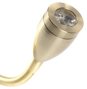 Applique da parete dorata con USB e paralume bianco 18 cm - Brescia Combi