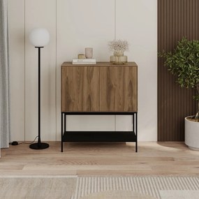 Mobile effetto rovere con decoro nero-naturale 80x90x40 cm Amira - Marckeric