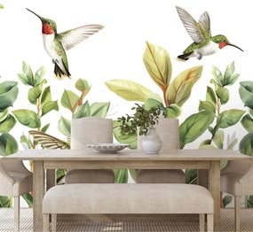 Carta da parati – Colibrì e foglie