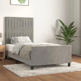 Giroletto Senza Materasso Grigio Chiaro 90x200 Cm Velluto /