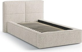 Letto singolo imbottito beige con contenitore con rete inclusa 90x200 cm Darren – Micadoni