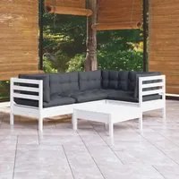 Set Divani da Giardino 5 pz con Cuscini Bianchi Legno di Pino 3096377