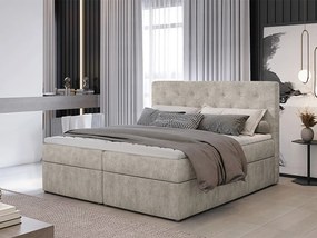 Letto matrimoniale boxspring Consuelo - 160 x 200 cm , Tessuto grigio perla