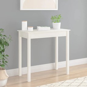 Tavolo Consolle Bianco 80x40x75 Cm İn Legno Massello Di Pino /