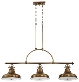 Lampadario Industrial Nordico Emery Metallo Ottone Anticato 3 Luci E27