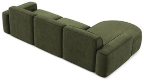 Divano angolare verde (con penisola a sinistra/con chaise lounge) con rivestimento in ciniglia Omao – Makamii