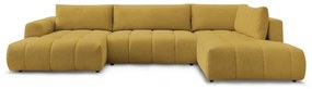 Divano angolare color senape allungabile e con contenitore (penisola a destra/a U) con rivestimento in ciniglia Fuji – Bobochic Paris