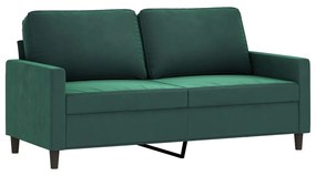 Set di divani 2 pz con cuscini verde scuro in velluto