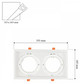 Faro da Incasso Orientabile Bianco - 2 lampade AR111, Foro 315x163mm Compatibili AR111 GU10
