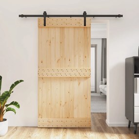 Porta Scorrevole Con Set Hardware 100x210cm Legno Massello Pino /