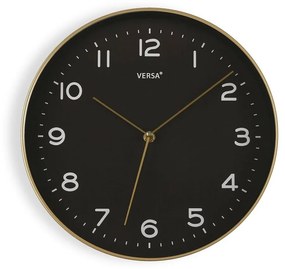 Orologio da Parete Versa Nero Dorato PU (30,5 x 4,3 x 30,5 cm)