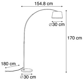 Lampada ad arco intelligente con paralume in acciaio grigio incl. Wi-Fi A60 - Arc Basic