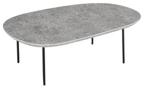 Tavolino con piano sagomato in legno Cemento e base in metallo - FLUX Large