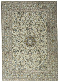 Kashan Tappeto 410 x 290 Verde (Iran) Annodato A Mano