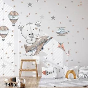 Orsetto con aeroplano - adesivo cameretta per bambini | Inspio