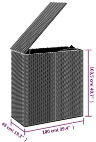 Contenitore da giardino in rattan pe 100x49x103,5 cm marrone