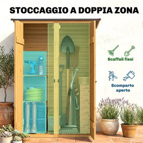 Capanno Armadio Porta Attrezzi da Giardino 115x53x156 cm con Ripiani Interni in Legno di Abete Marrone...