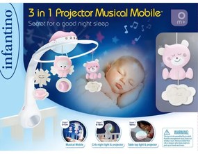 Infantino - Giostrina 3 in 1 con melodia, 3xAAA, rosa, per culla