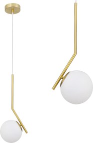 Lampada Da Soffitto Pensile Di Vetro Palla Oro Bianco Oro G106-1W Gold White