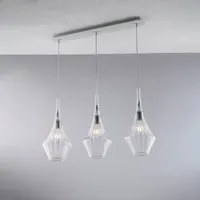 Lampadario Binario Moderno Zeus Trasparente 3 Luci E27