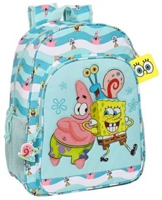 Zaino Scuola Spongebob Stay positive Azzurro Bianco (33 x 42 x 14 cm)