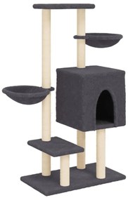 Albero per gatti con tiragraffi in sisal grigio scuro 117 cm
